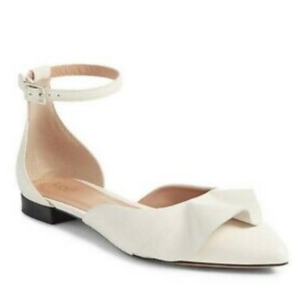 Lewit White Ankle Strap Flats